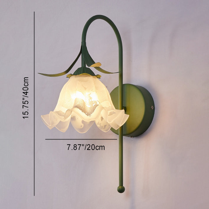 Floral Pumpkin Cream Glass Wall Lamp