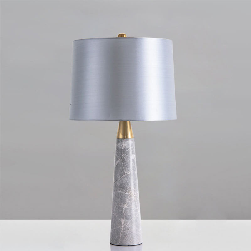 Fabric Lampshade Gray Marble Table Lamp