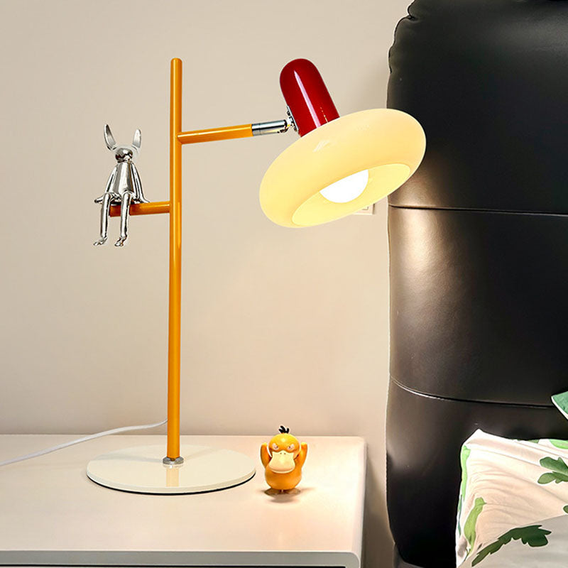 Round Glass Iron Rabbit Table Lamp
