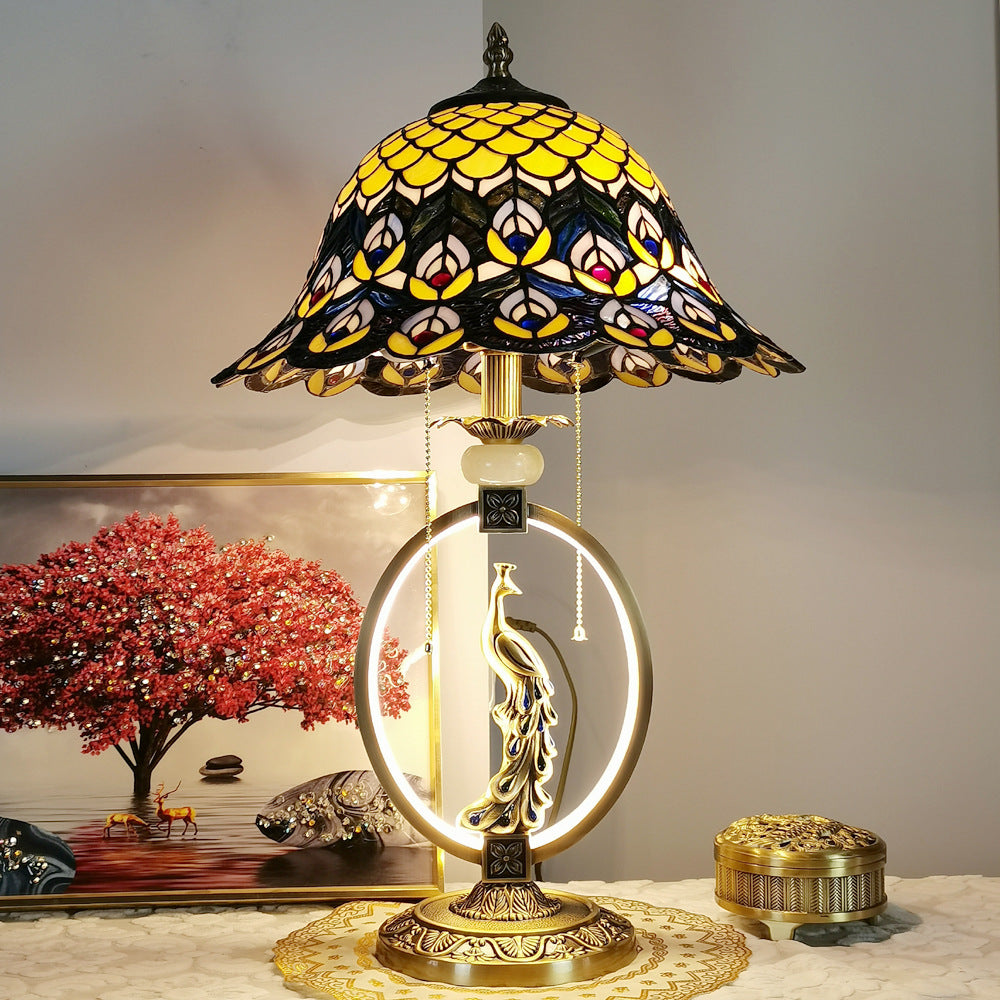 Copper Glass Dome Round Table Lamp
