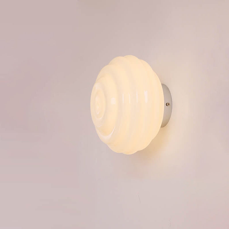Cream Wave Round Glass Wall Lamp