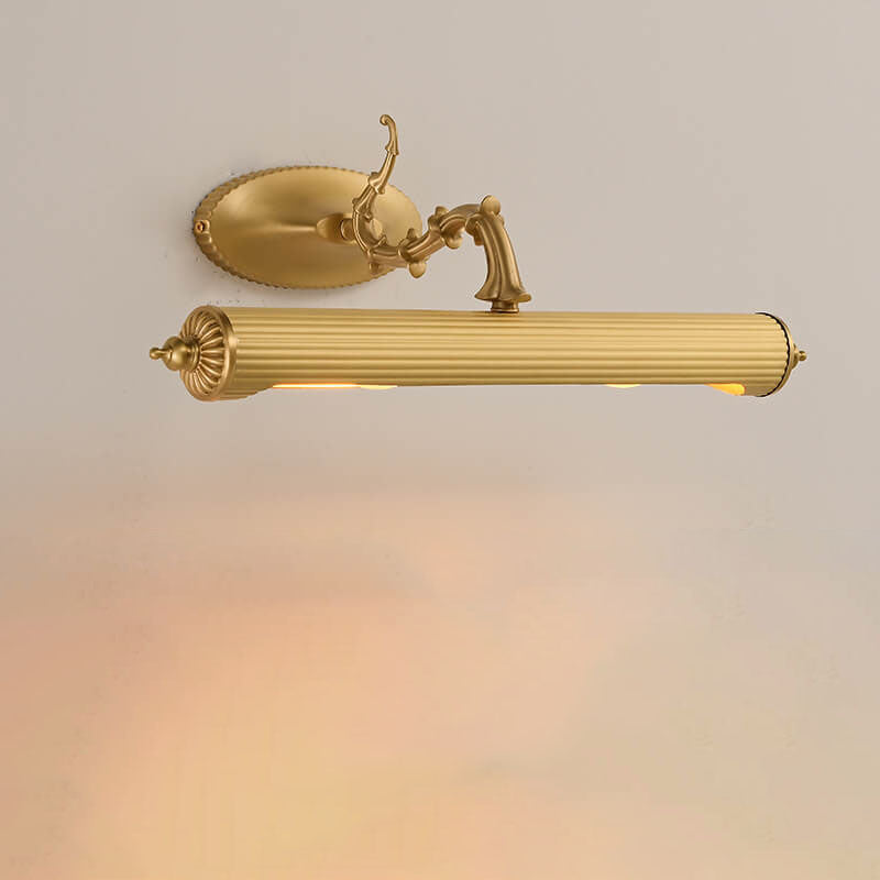 Antique Copper Cylindrical Mirror 2-Light Wall Lamp