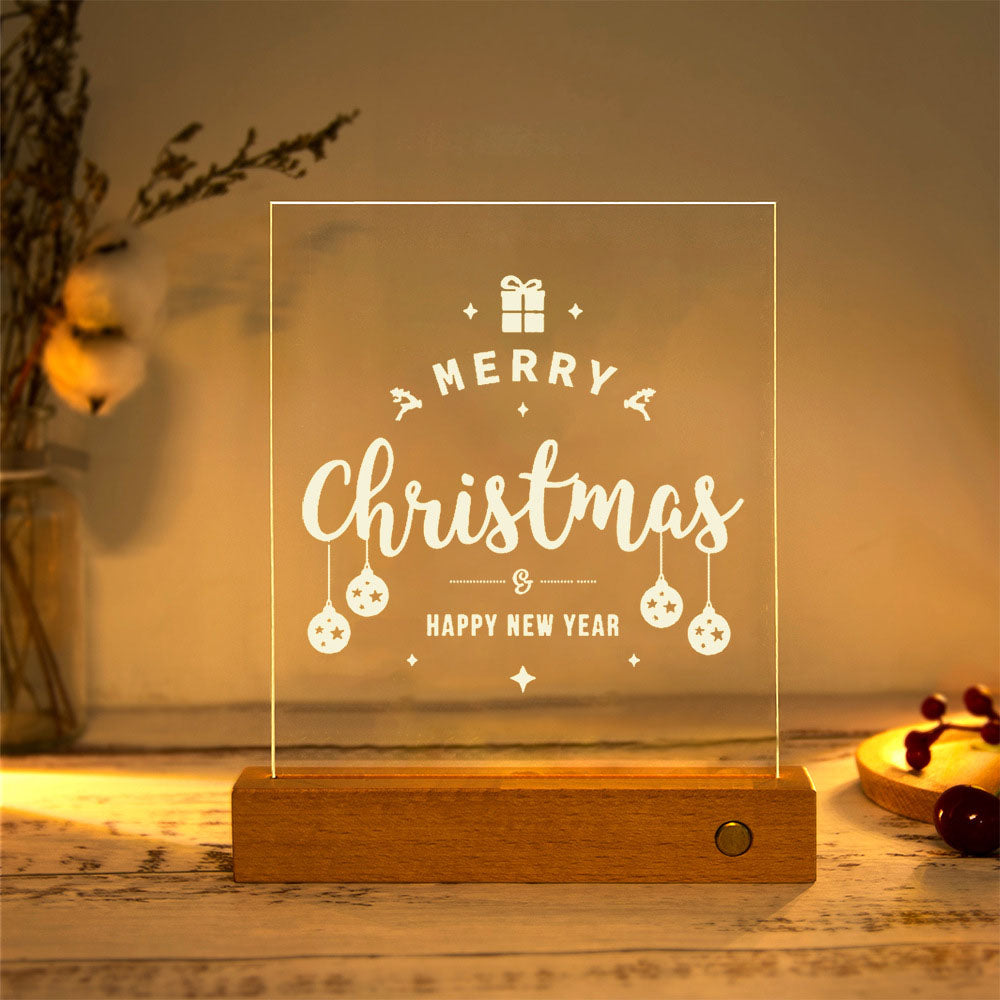 Christmas Rectangular Acrylic Plate Table Lamp