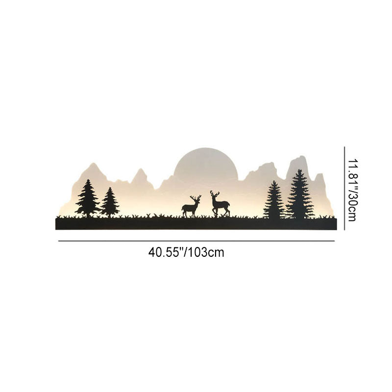 Iron Acrylic Landscape Painting Outdoor Light