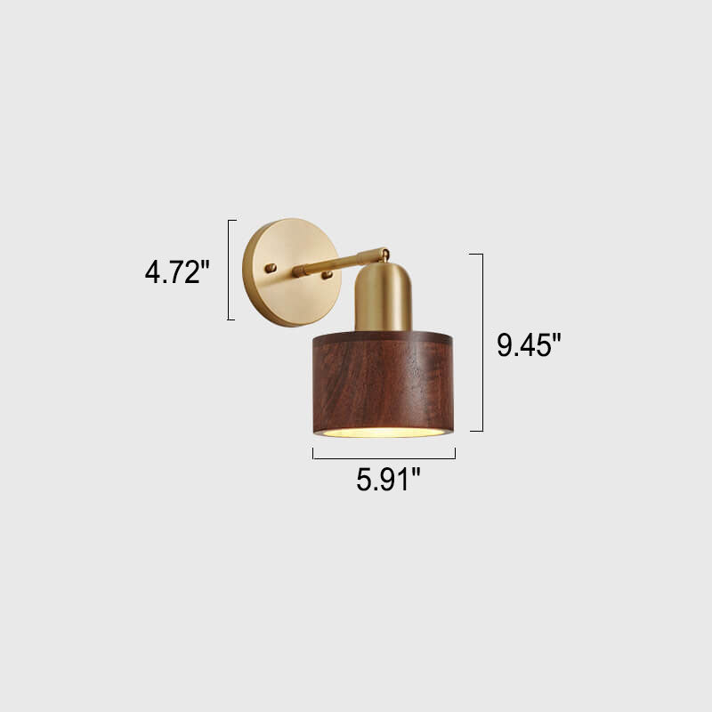 Copper Walnut Round Wall Lamp