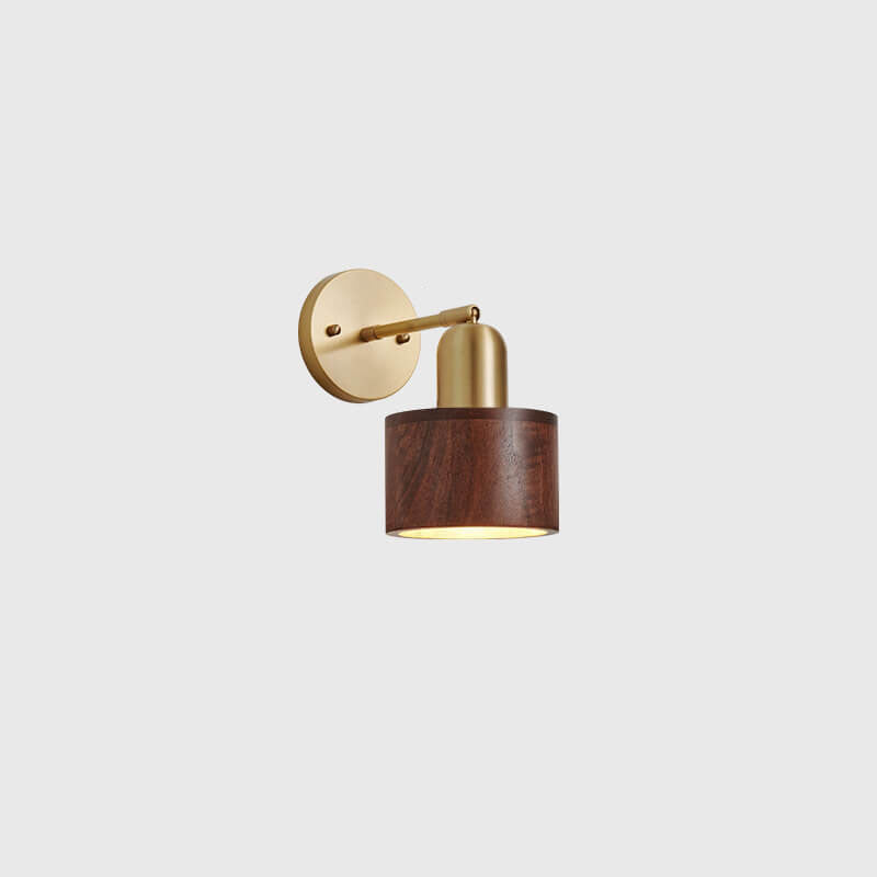 Copper Walnut Round Wall Lamp
