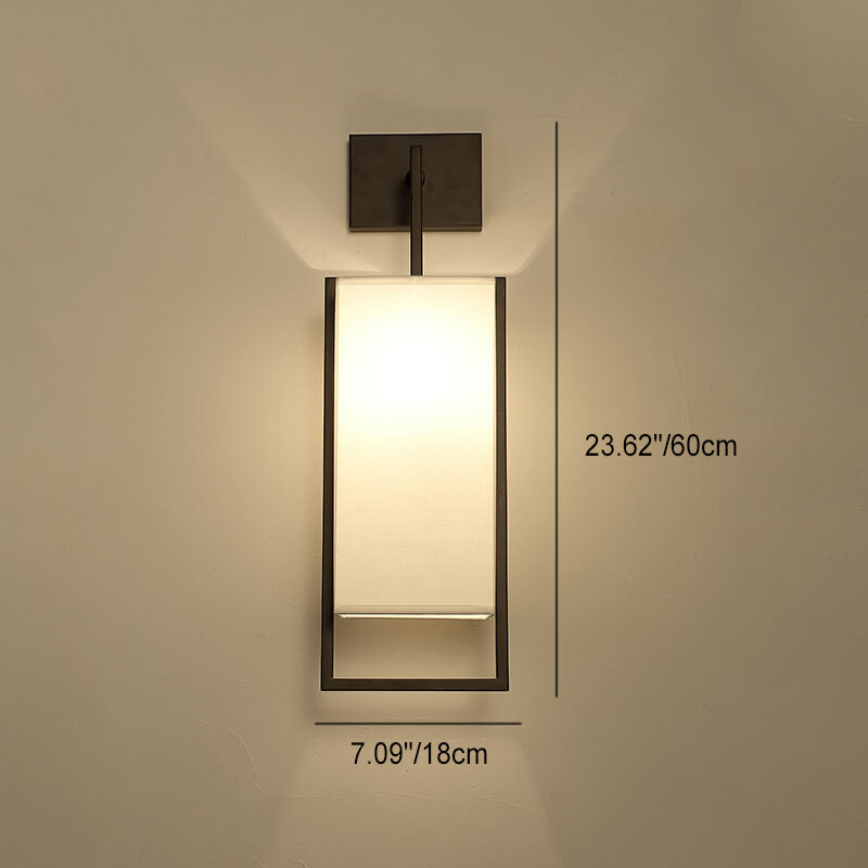 Square Fabric Iron Frame Wall Lamp