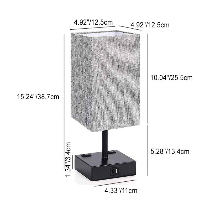 Rectangular Iron Fabric Table Lamp