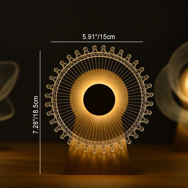 Wood Acrylic Observation Wheel Table Lamp