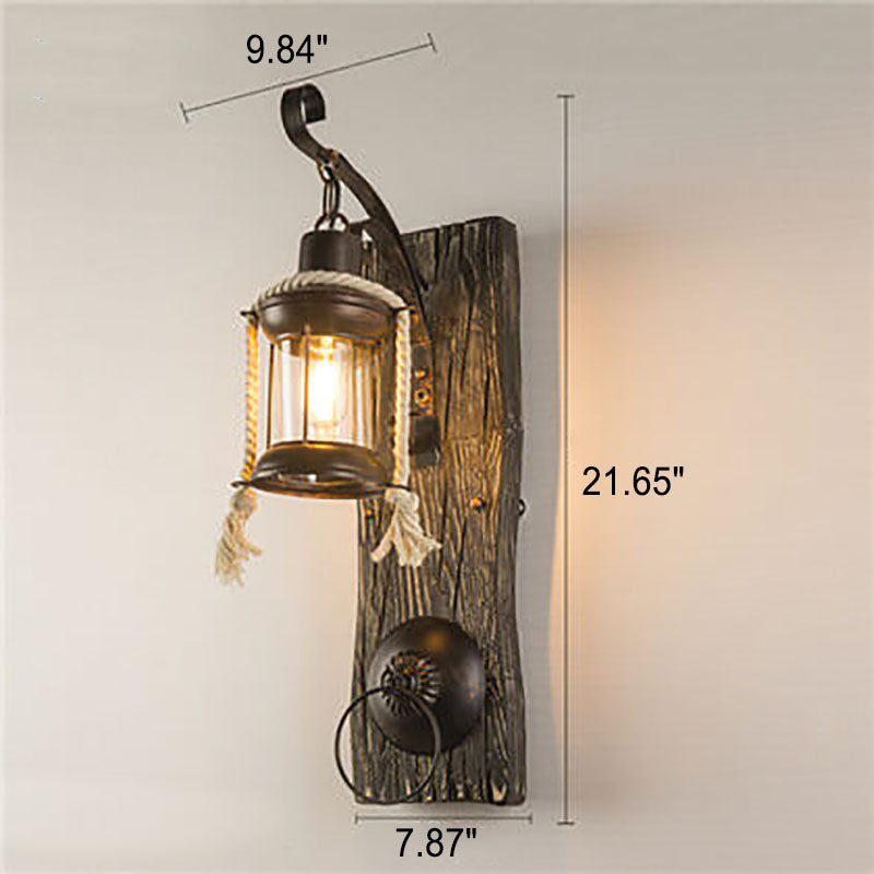 Wood Iron Wall Lamp