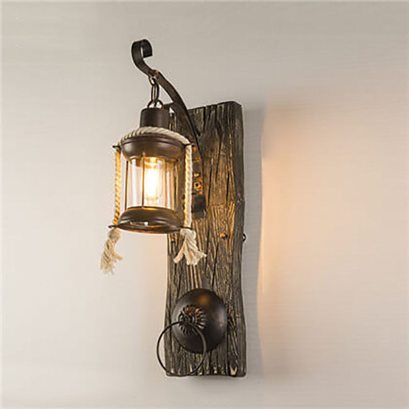 Wood Iron Wall Lamp