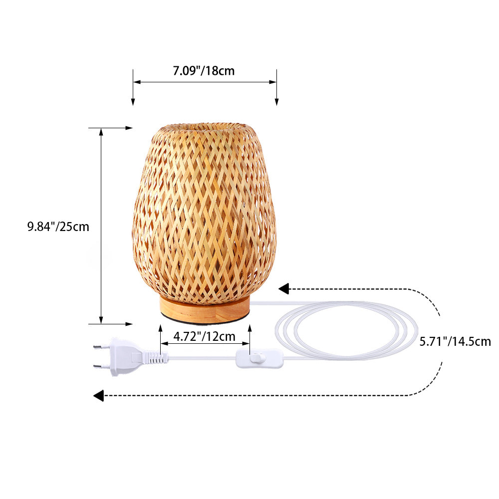 Bamboo Weaving Lantern Bedroom Table Lamp
