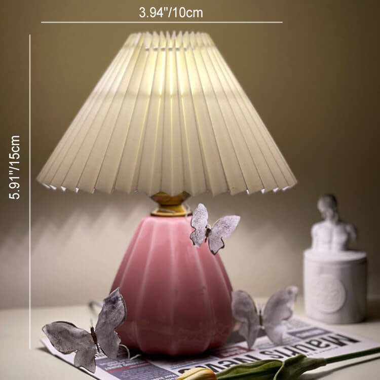 Mushroom Pleated PVC Fabric Table Lamp