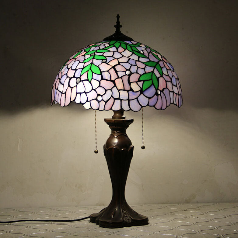 Flowers Stained Glass Pull Table Lamp