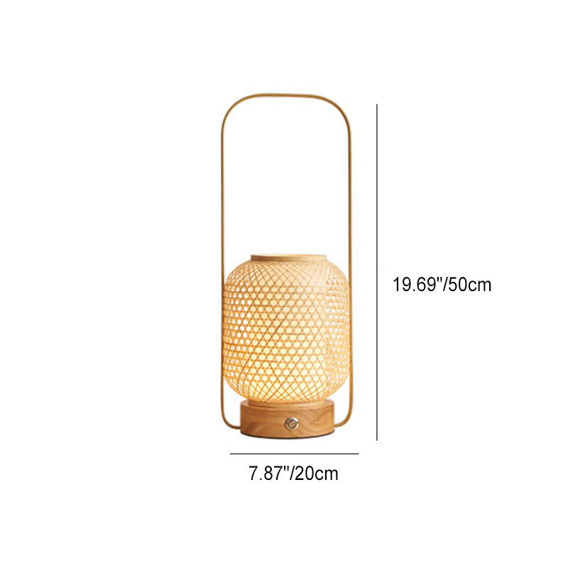 Bamboo Weaving Handheld Cylinder Table Lamp
