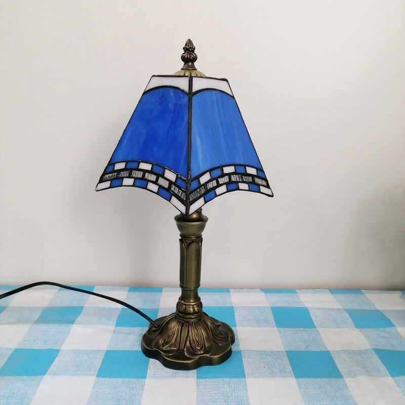 Square Stained Glass Iron Table Lamp