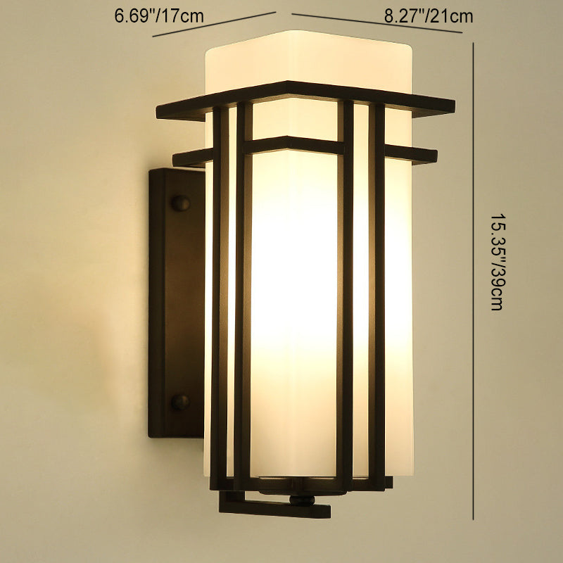 Square Iron Glass Garden Outdoor Light