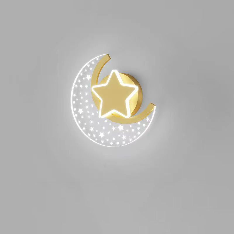 Iron Aluminum Acrylic Moon Wall Lamp