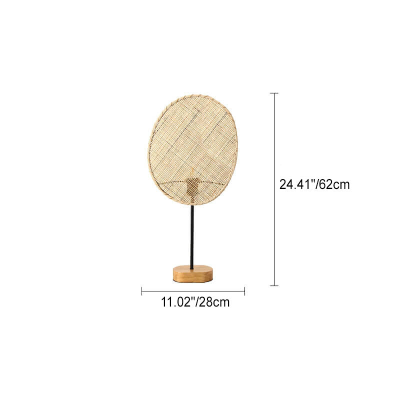 Rattan Fan Bedroom Table Lamp