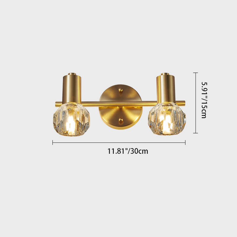 Cylinder Diamond All Brass 2-Light Wall Lamp