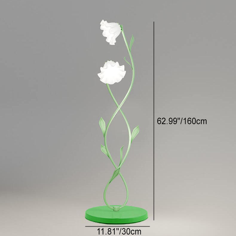 Flower Glass Hardware 2-Light Floor Lamp