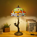 Dragonfly Flower Stained Glass 2-Light Table Lamp