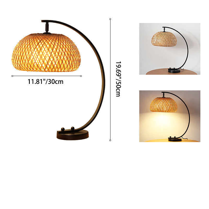 Curved Pole Round Mesh Table Lamp