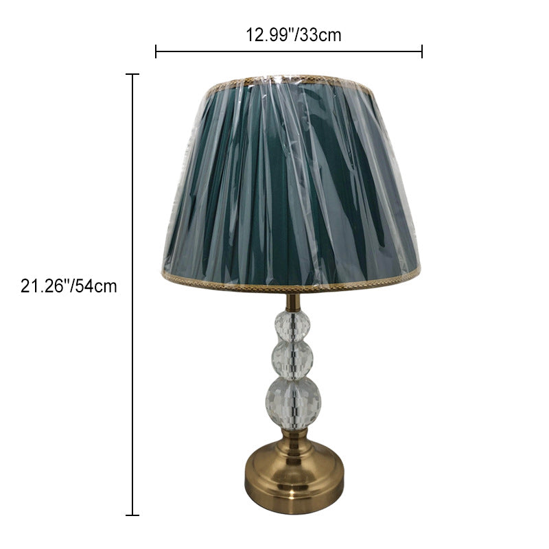 Cylinder Metal Crystal Fabric Table Lamp