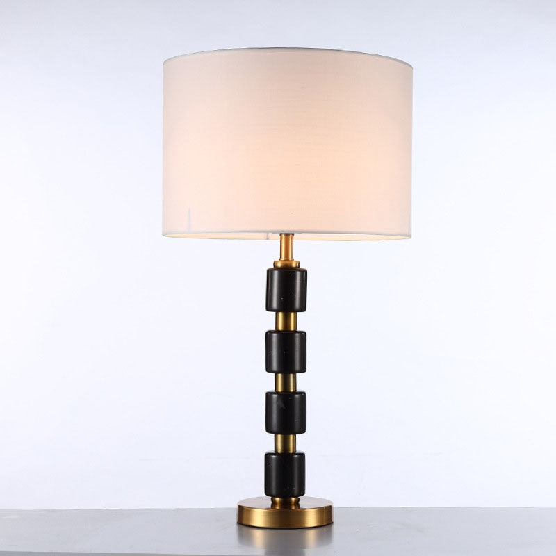Cylinder Fabric Iron Marble Table Lamp