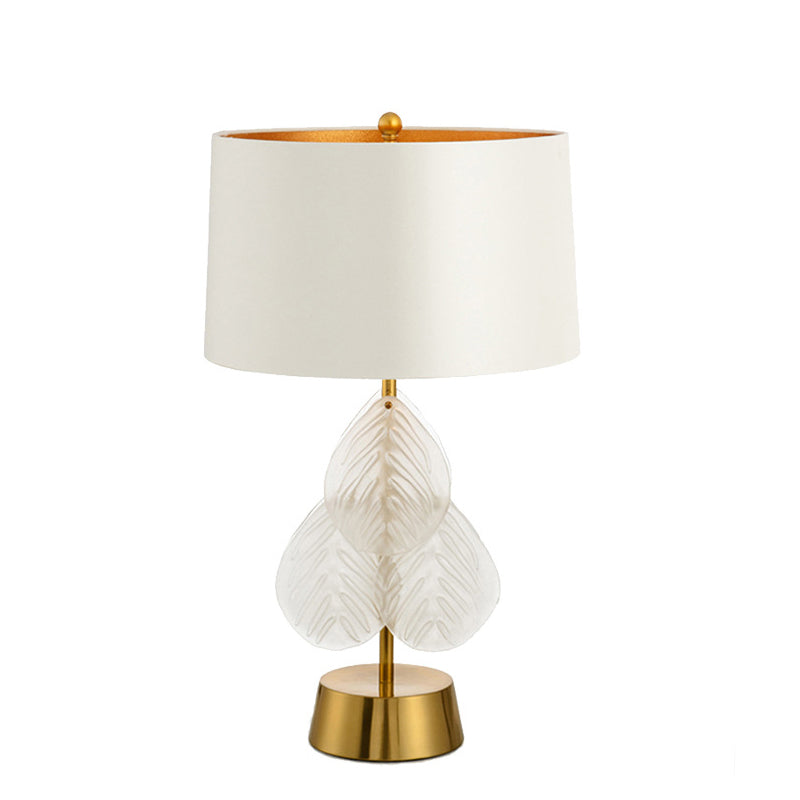 Metal Glass Fabric Cylinder Table Lamp