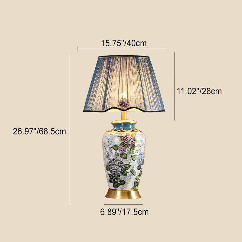 Painted Fabric Ceramic Table Lamp