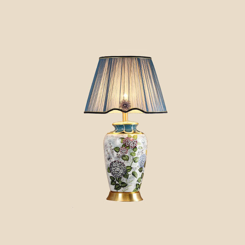 Painted Fabric Ceramic Table Lamp