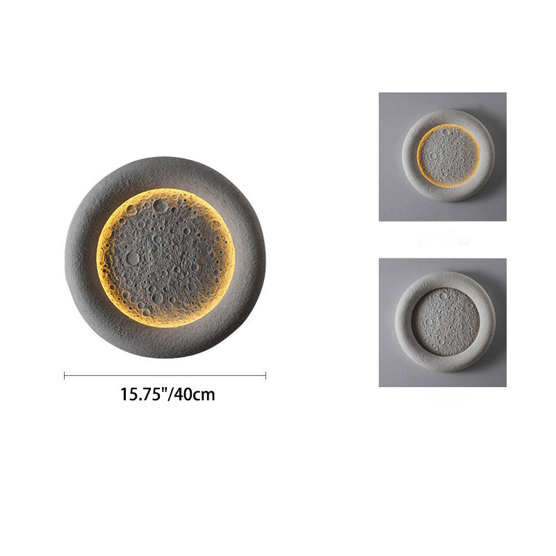 Concrete Round Moon Warm Outdoor Light