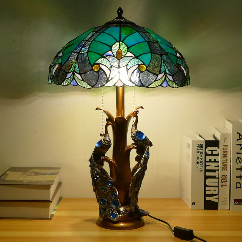 Stained Glass Resin Dome 2-Light Table Lamp