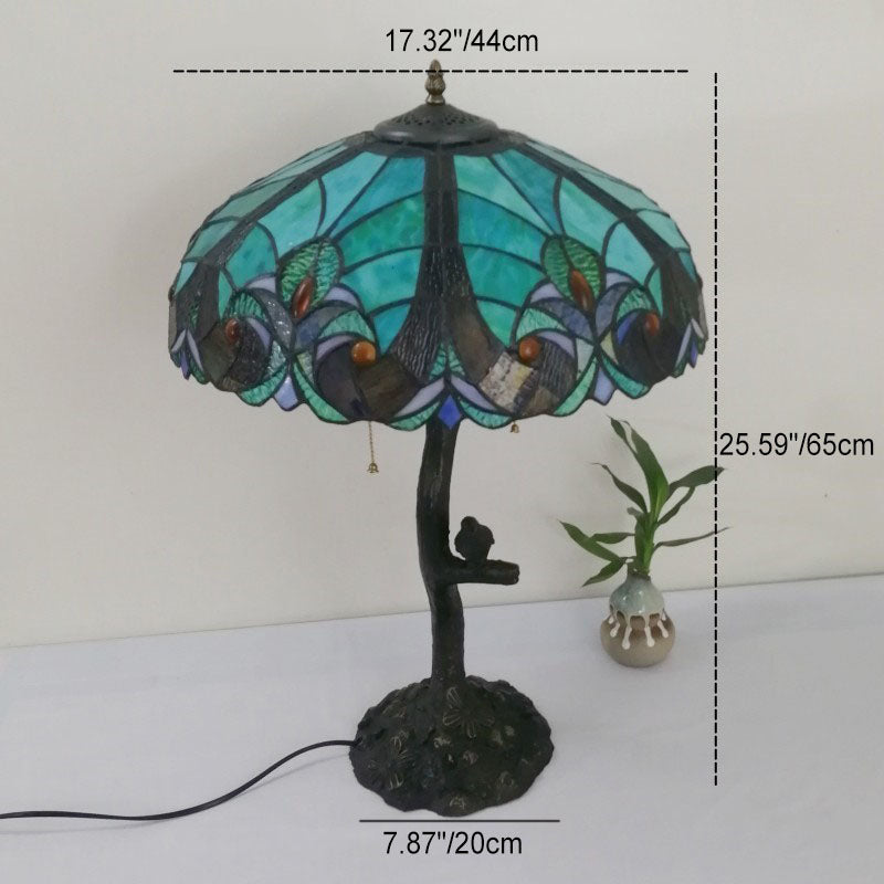 Flower Stained Glass Resin 2-Light Table Lamp