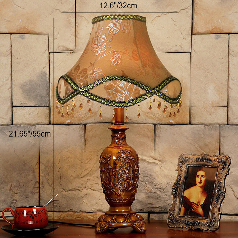 Floral Texture Fabric Pleated Table Lamp