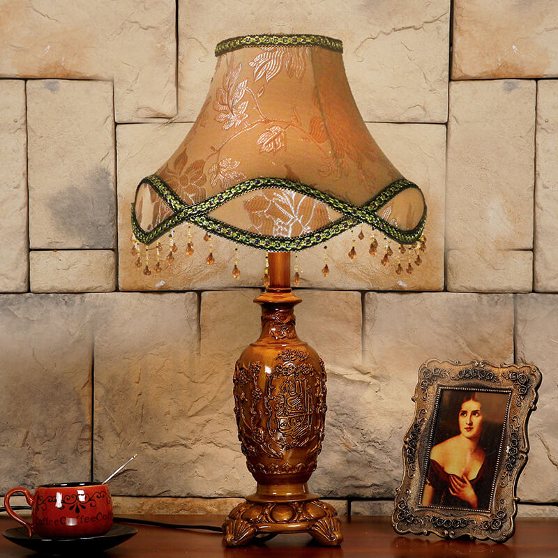 Floral Texture Fabric Pleated Table Lamp