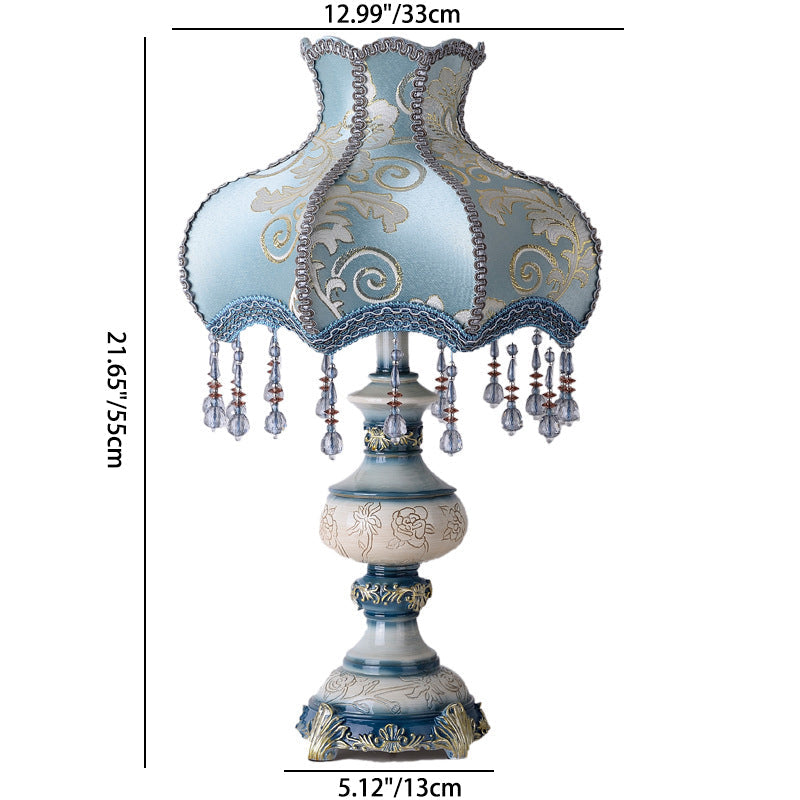 Carved Vase Fabric Resin Table Lamp