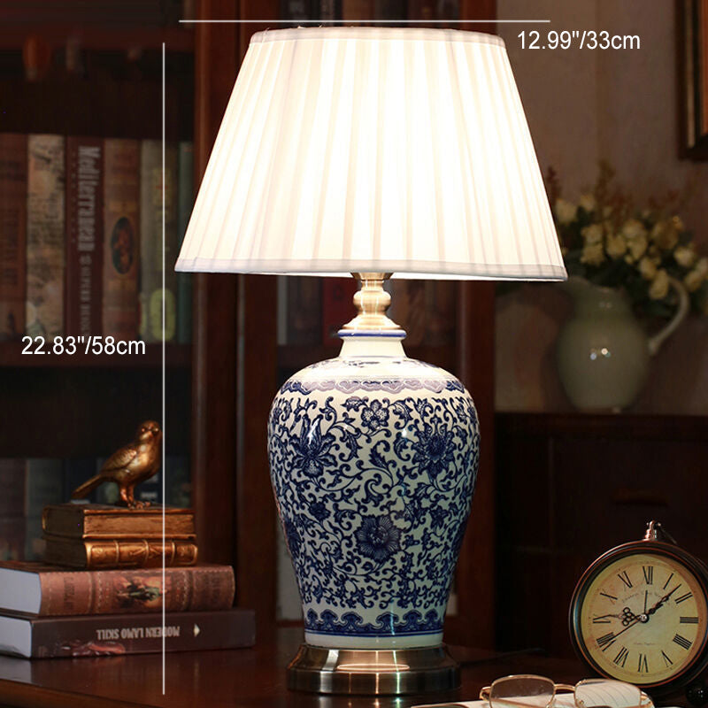 Ceramic Fabric Electroplated Antique Table Lamp