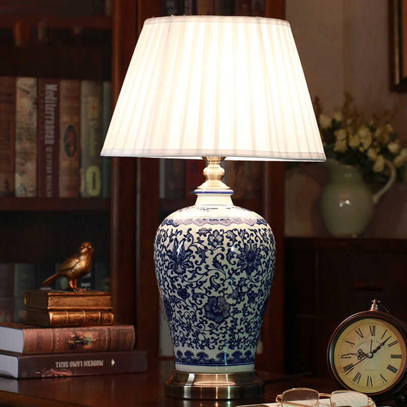 Ceramic Fabric Electroplated Antique Table Lamp