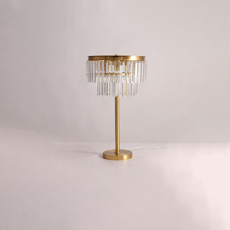 Prismatic Crystal Round Full 3-Light Table Lamp
