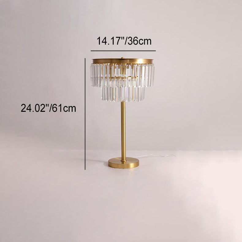 Prismatic Crystal Round Full 3-Light Table Lamp
