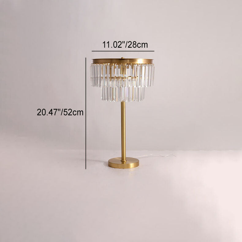 Prismatic Crystal Round Full 3-Light Table Lamp