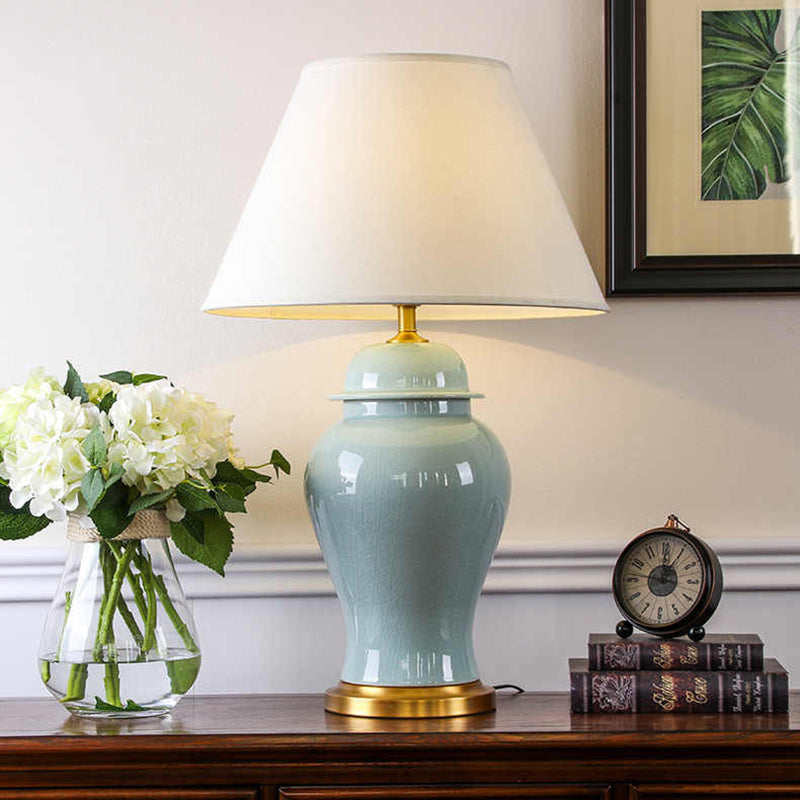 Fabric Ceramic Vase Study Table Lamp