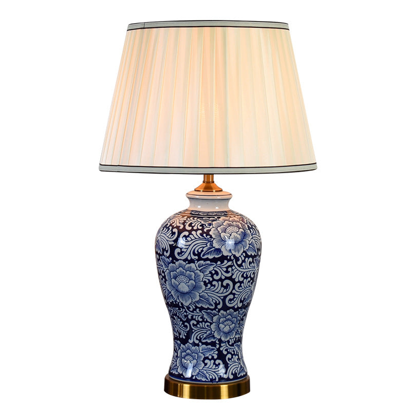 Fabric Hand-Painted Celadon Living Table Lamp