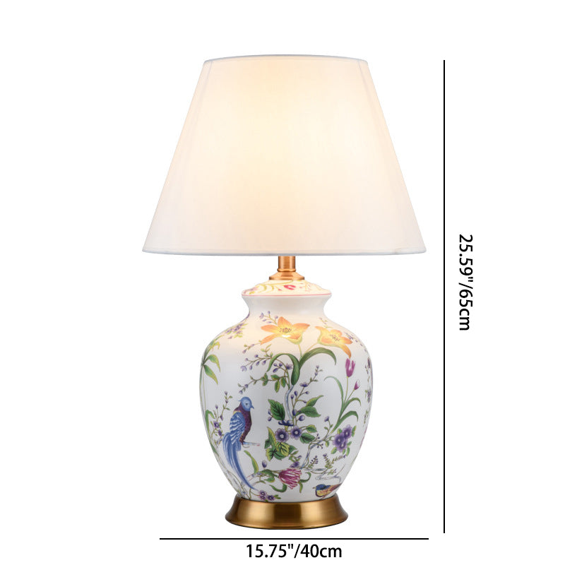 Oval Round Flower Bird Table Lamp