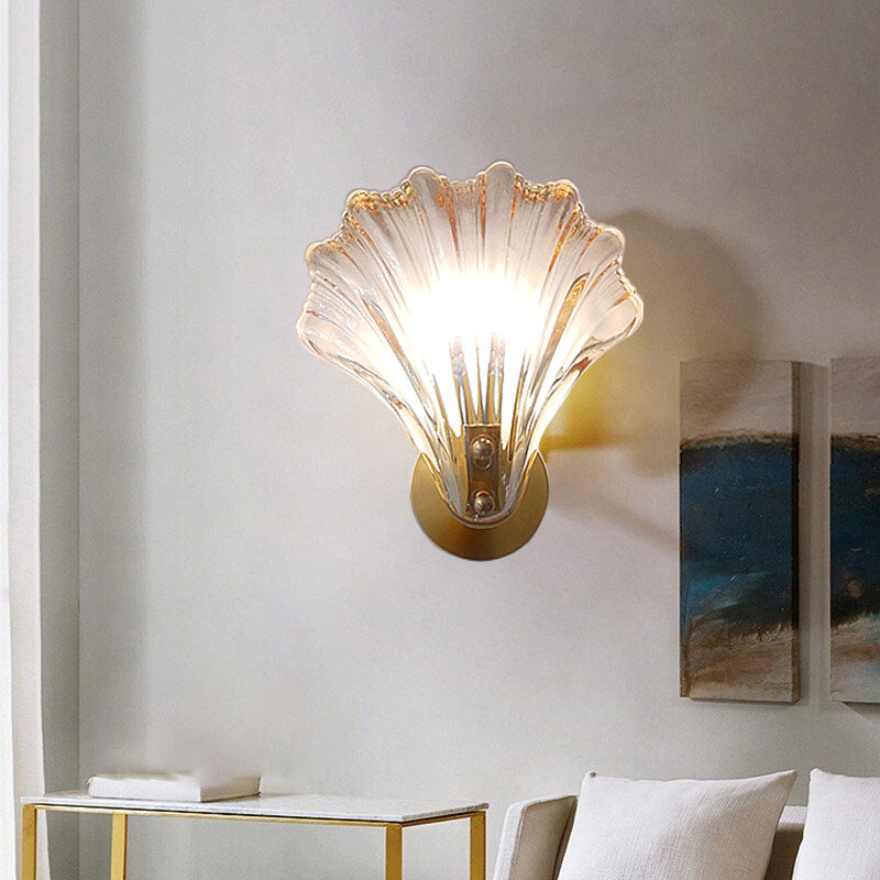 Scalloped Shell Amber Glass Wall Lamp