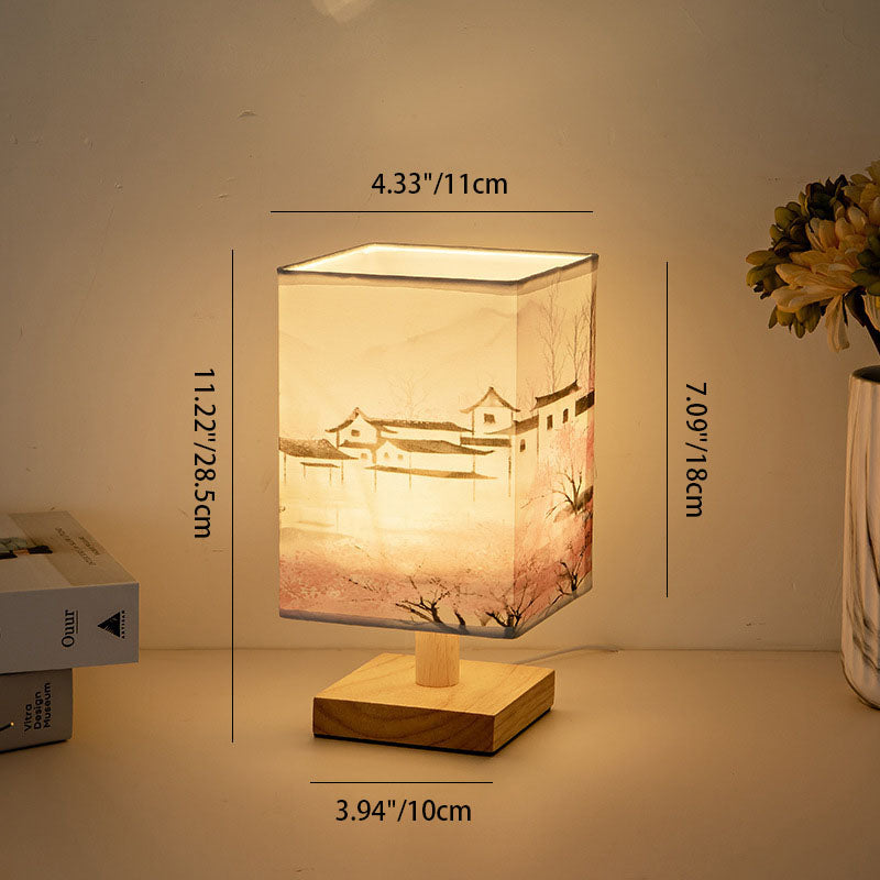 Fabric Square Bedroom Table Lamp