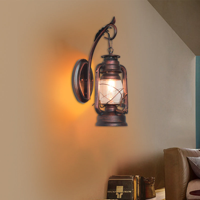 Iron Glass Cylinder Kerosene Wall Lamp