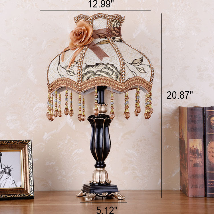 Fabric Cone Tassel Resin Table Lamp